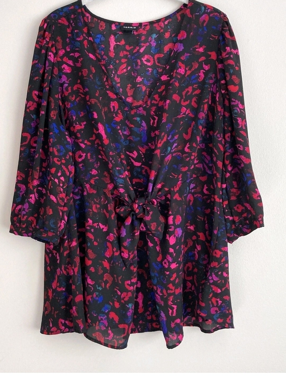 Torrid Black Floral Tie-Front Blouse